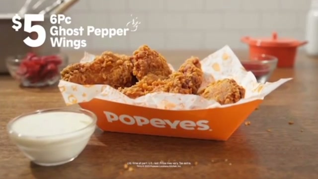 Popeyes — $5 6pc Ghost Pepper Wings